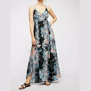 Free People Through The Vine Floral Racerback Maxi Dress Boho Size Small